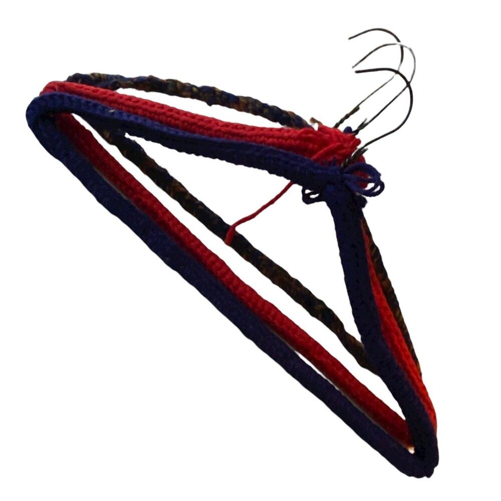 Crocheted Wire Clothes Hanger 1970s Closet Organizer Yarn Nanna Vintage Retro